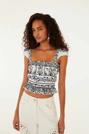 Off-White Flowers Arch Smocked  Blouse