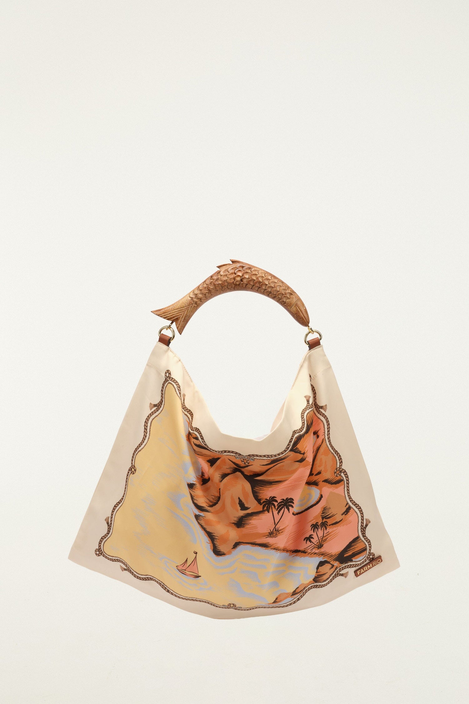 FARM Rio model wearing the Off-White Landscape Satin Small Scarf Bag