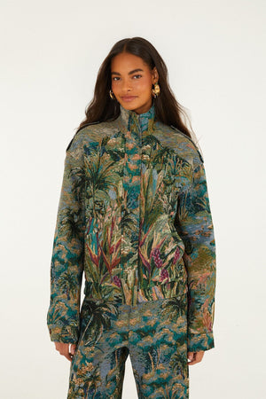 Petricor High Neck Jacquard Jacket