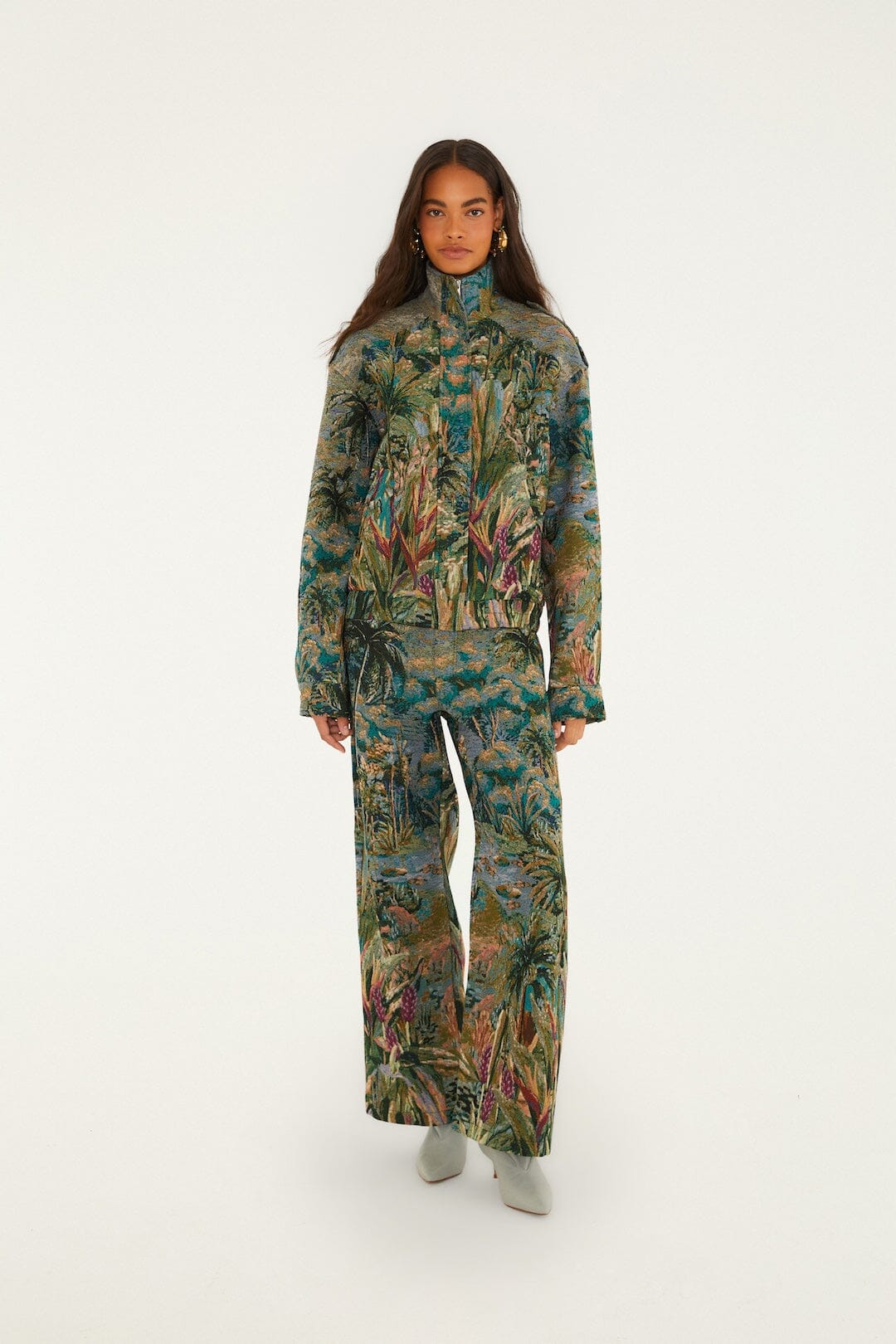 Petricor High Neck Jacquard Jacket