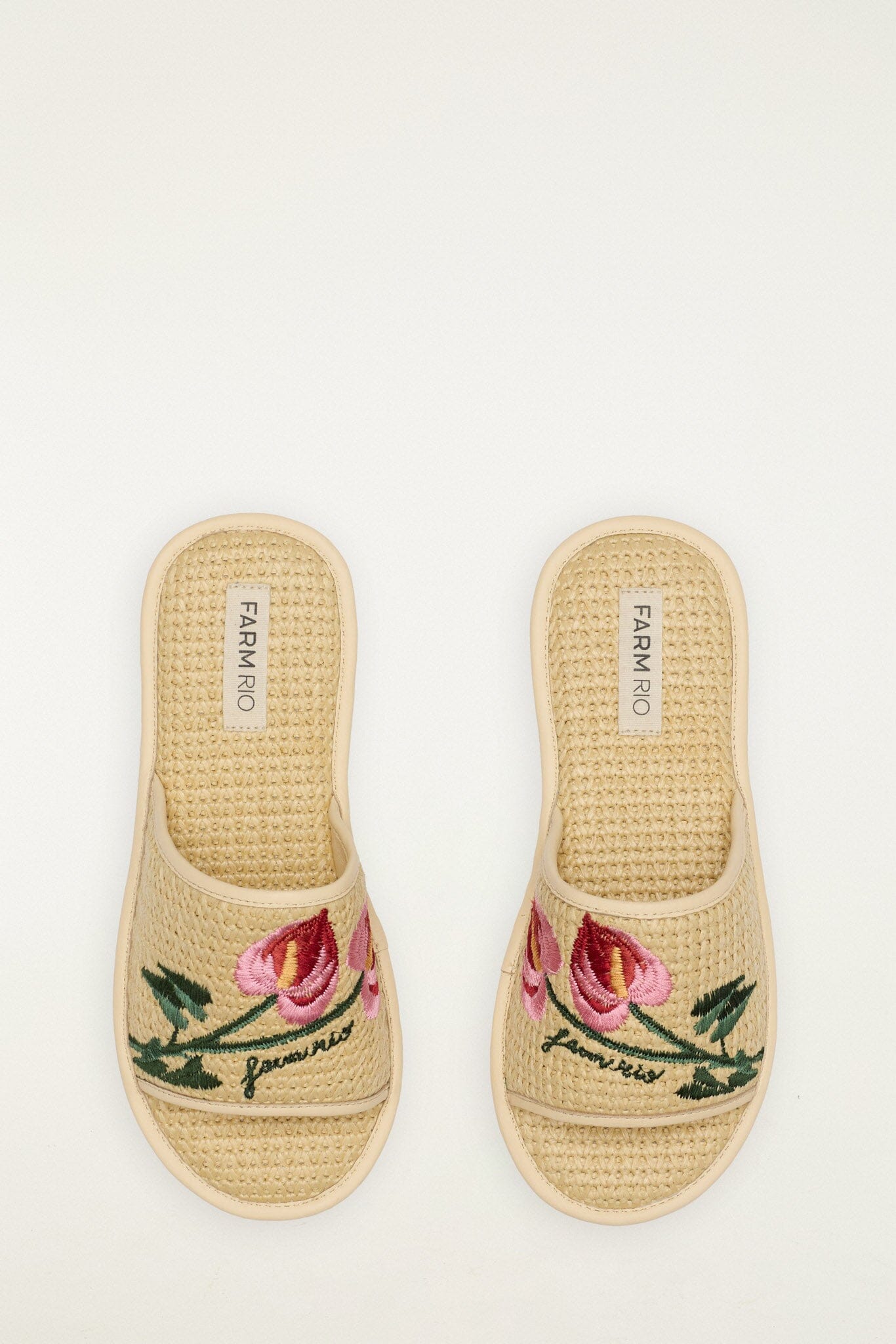 Raffia Farm Hotel Embroidered Slide Sandal