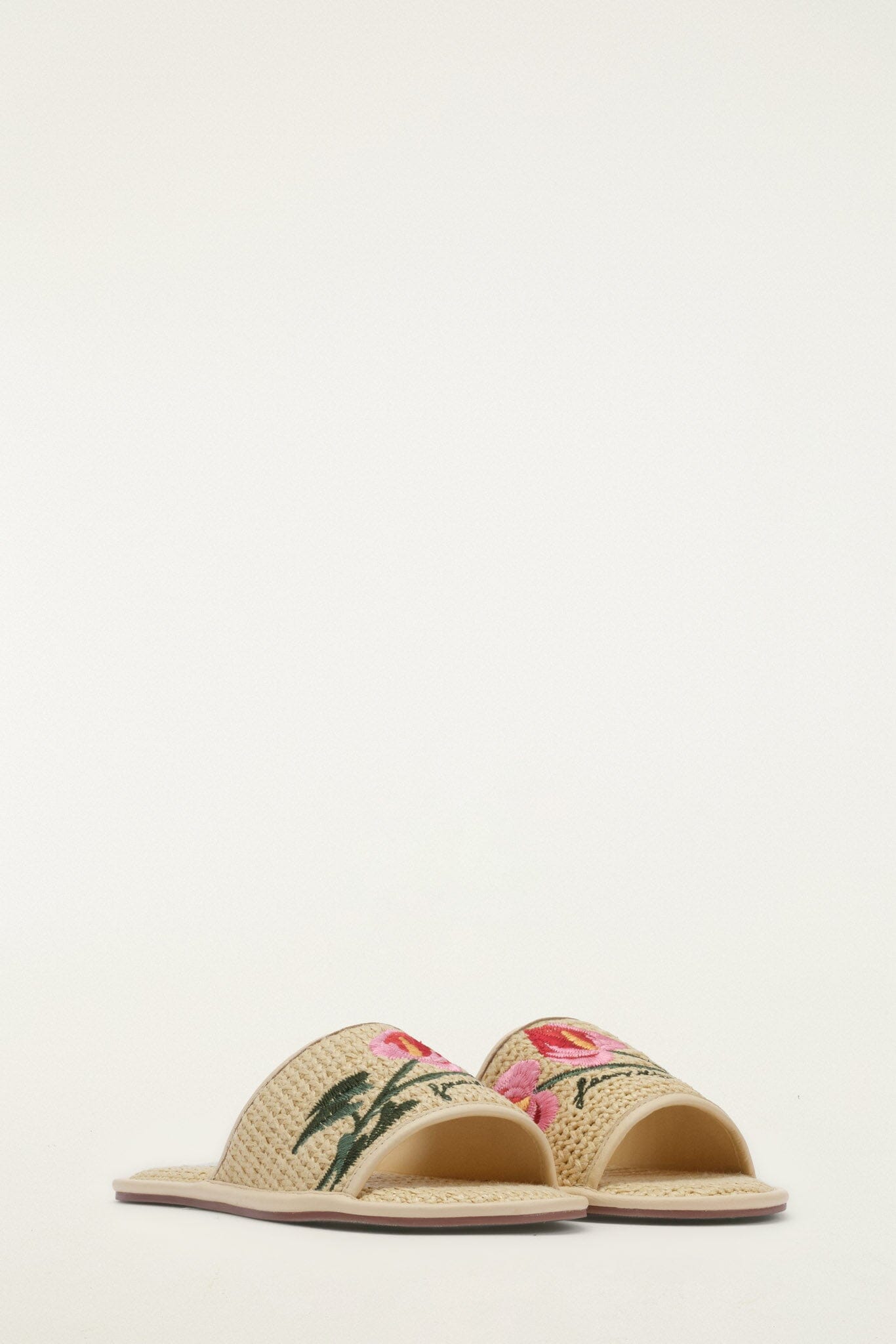 Raffia Farm Hotel Embroidered Slide Sandal
