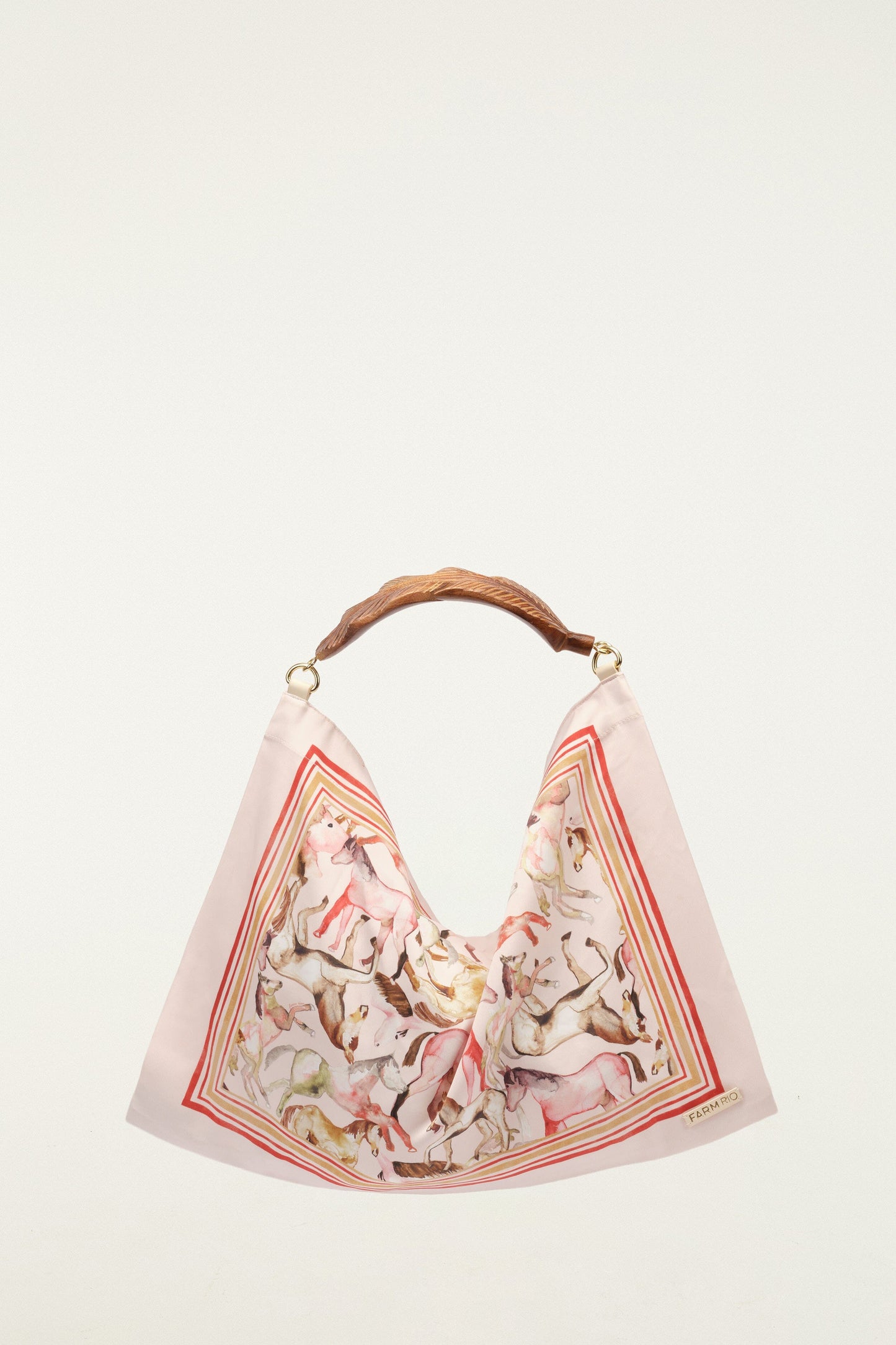 Soft Pink Horses Satin Small Scarf Bag
