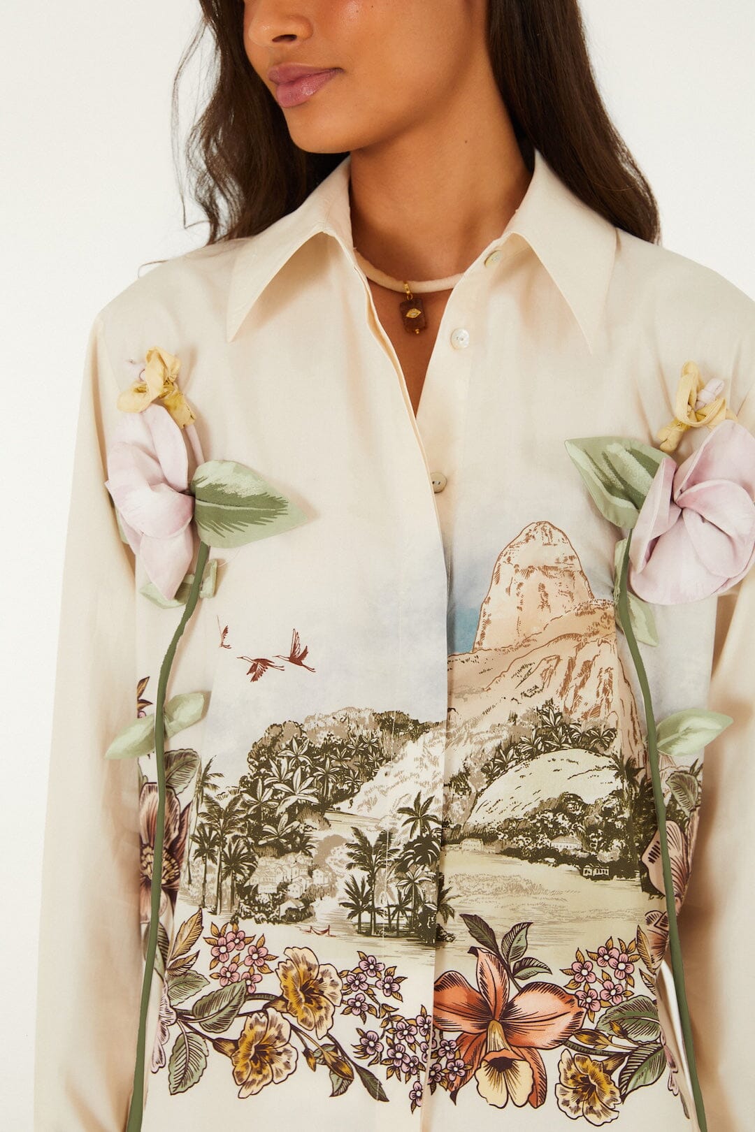 Toile De Rio Off-White Long Sleeve Shirt