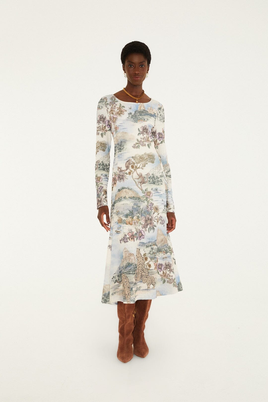 Toile De Rio Winter White Textured Jersey Midi Dress