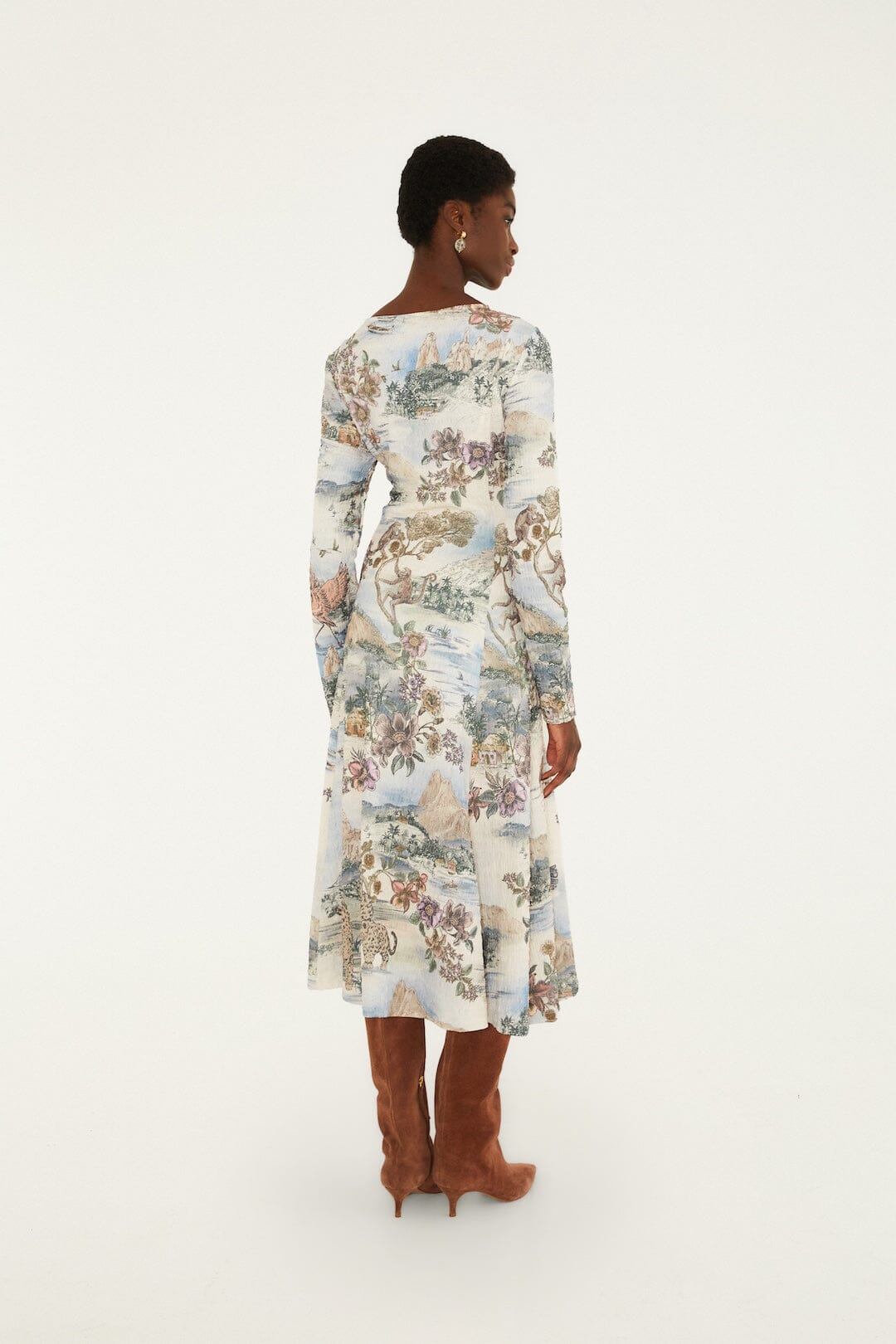 Toile De Rio Winter White Textured Jersey Midi Dress