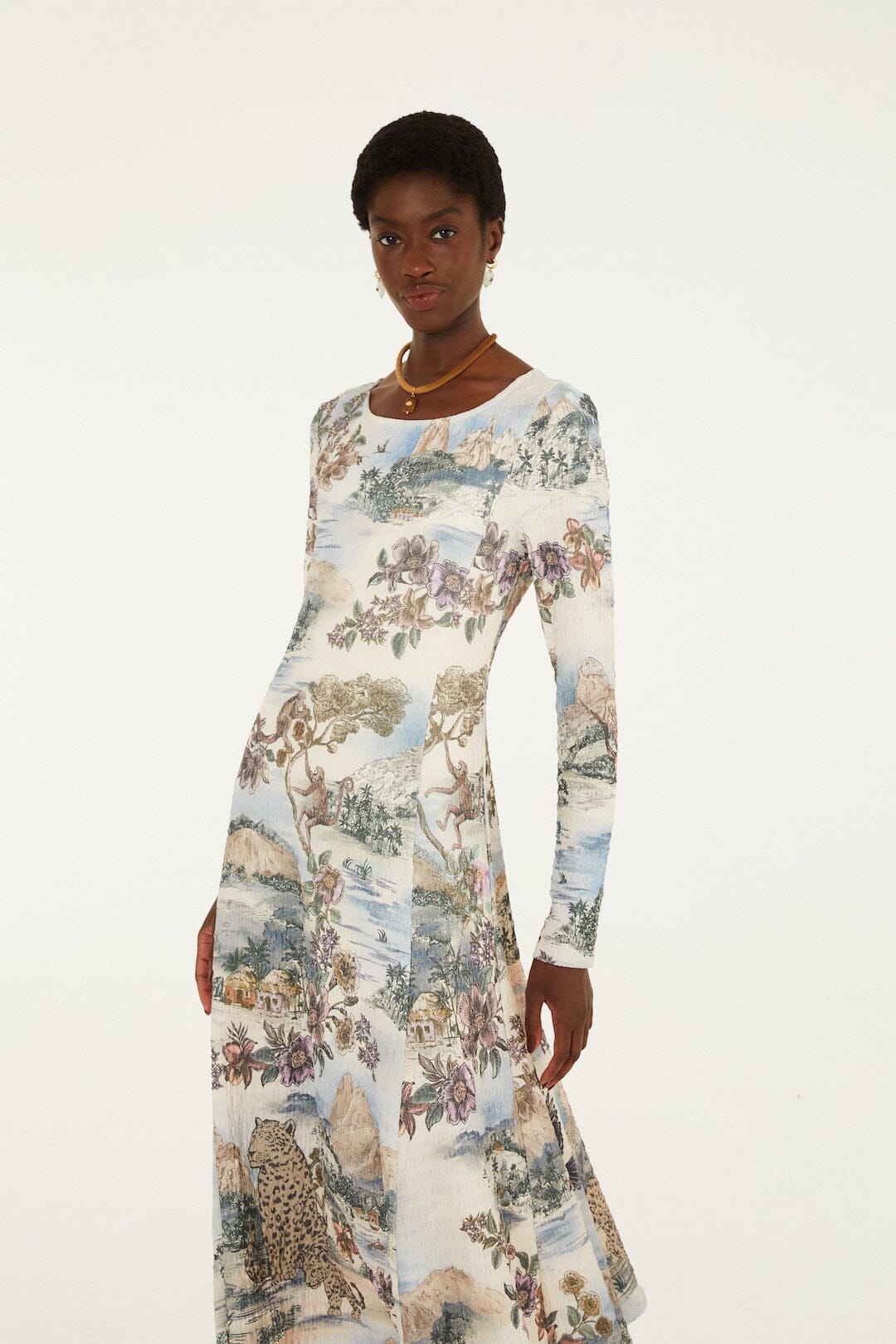 Toile De Rio Winter White Textured Jersey Midi Dress