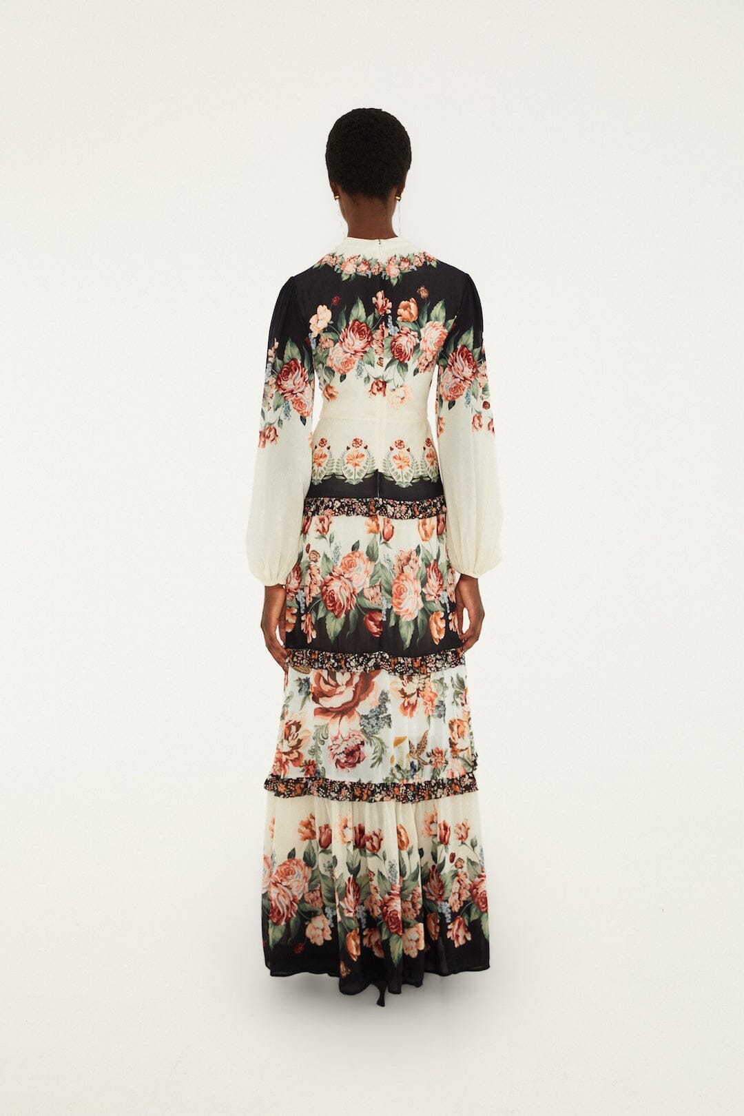 Winter Floral Cream Maxi Dress