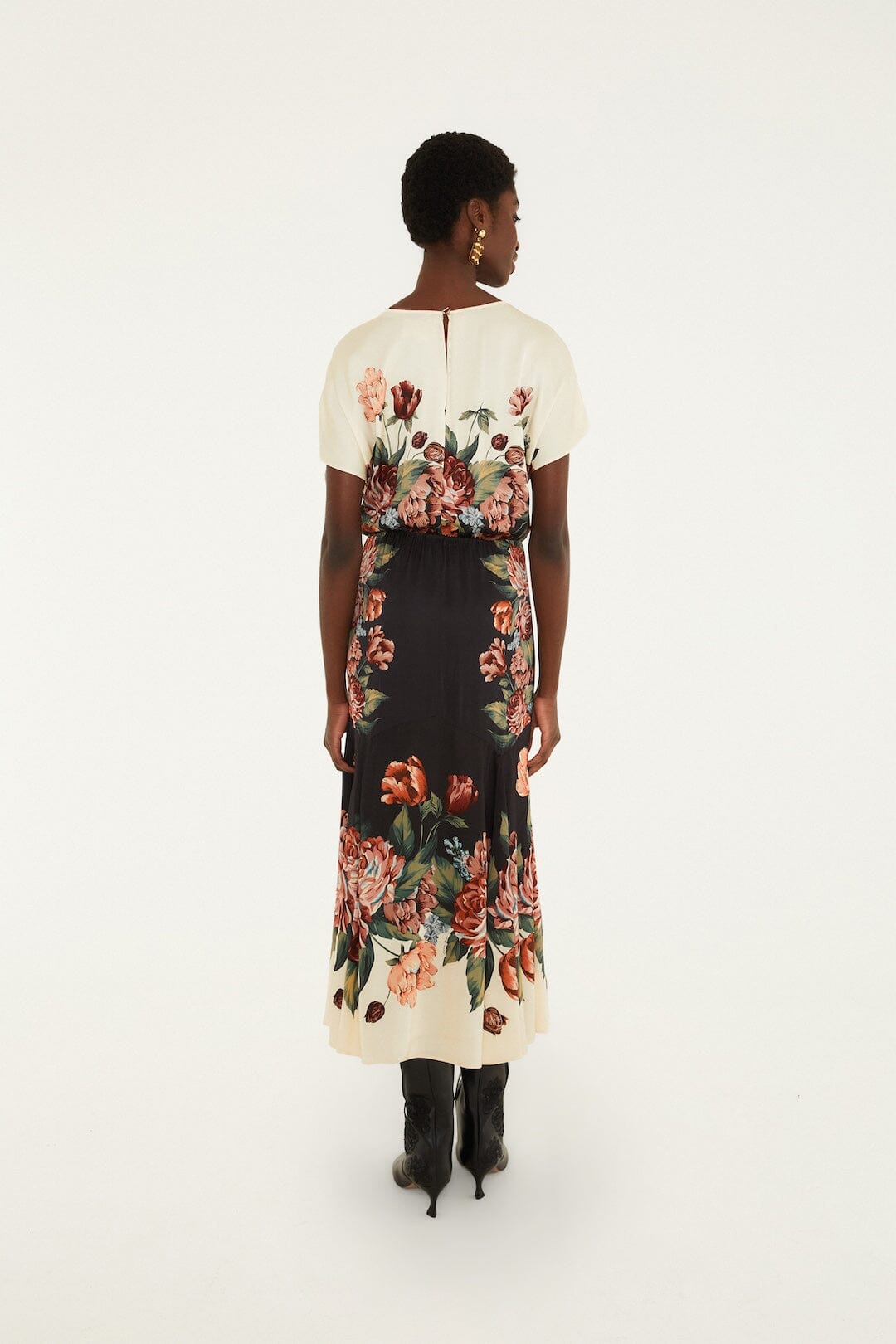 Winter Floral Short Sleeve Maxi Dress
